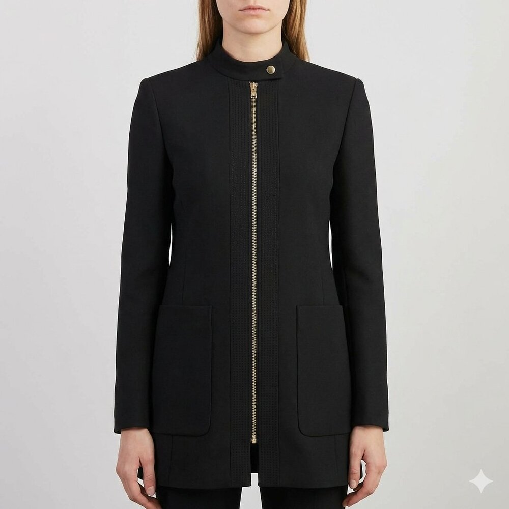 Zara Woman Black Tapered Zip-Front Jacket Size M
